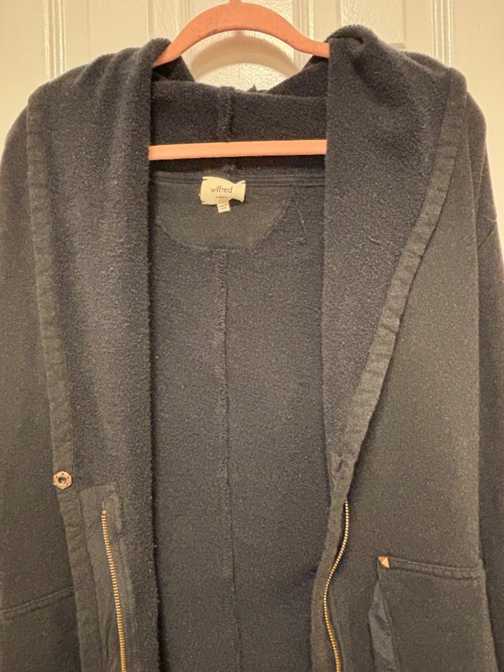Wilfred Free by Aritzia Rousseau Studded Hooded Cardigan Jacket – Black – Size S - Picture 8 of 10